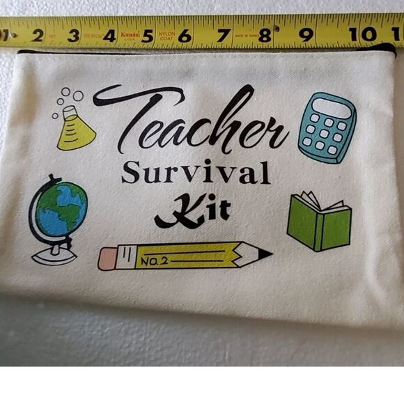 TEACHERS GIFT Zippered Canvas Bag Pouch NEW - Picture 6 of 7